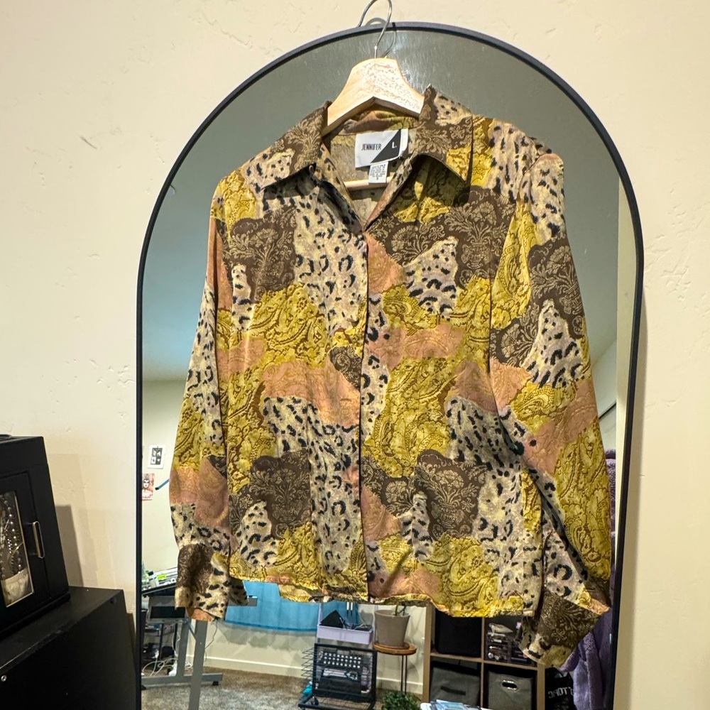 Vintage Patterned Button-Up Shirt